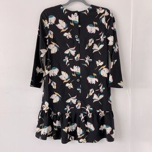 Halogen Black & Floral Print Drop Waist Dress